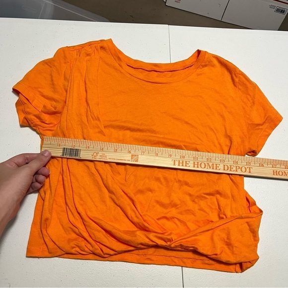 By Anthropologie Cropped Drape Front T-Shirt Orange Extra Small XS J2 - Picture 8 of 8